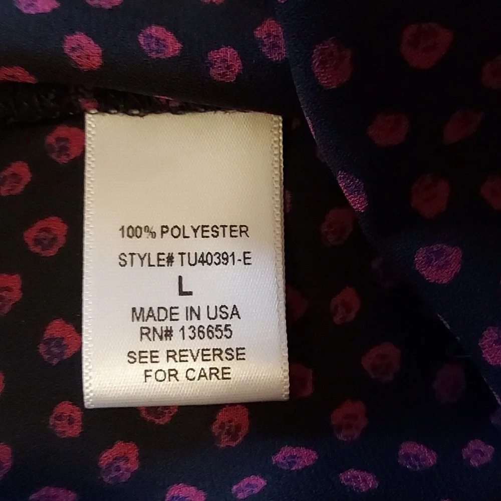 West Kei Black And Red Blouse Polka Dot Tie Waist Size L